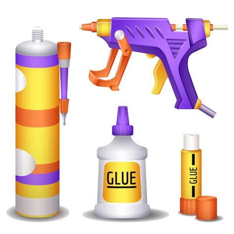 Premium Vector Glue Icons Set Cartoon Style