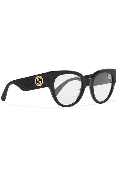 Gucci Cat Eye Glittered Acetate Optical Glasses Black Optical Glasses Glasses Gucci