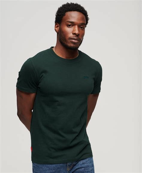 Homme T shirt Essential logo micro en coton bio Vert Forêt Superdry FR