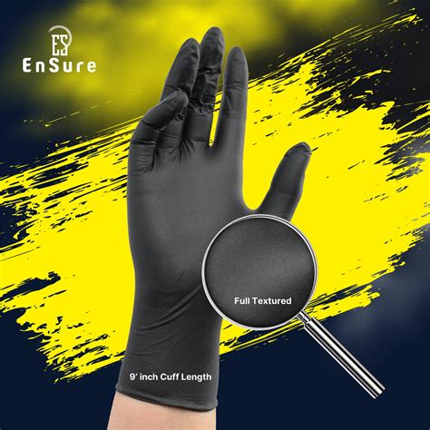 Snapklik.com : Ensure Low Dermatitis 7 Mil Black Nitrile Exam Gloves