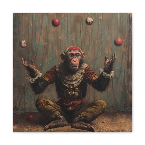 Victorian Circus Monkey Canvas Print Trained Animal Performer Wall Art