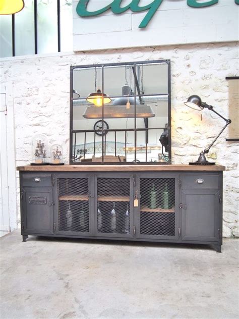 Mobilier Industriel Metal And Woods Bahut Industriel Enfilade