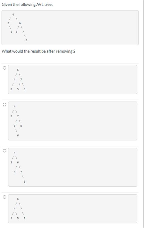 Solved Given The Following AVL Tree 4 2 6 3 5 7 8 What Chegg