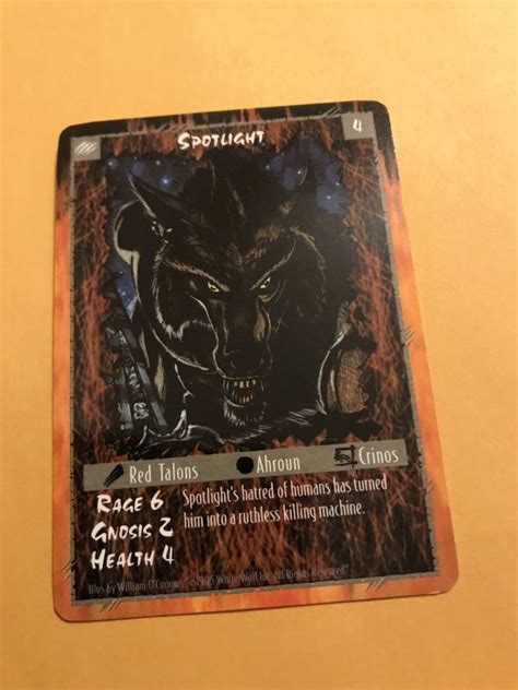 Spotlight Rage Werewolf Unlimited Character Card White Wolf Tcg Red