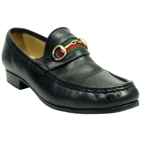 Gucci Vintage Black Leather Loafer W Red And Green Stripe 6 For Sale At 1stdibs Vintage