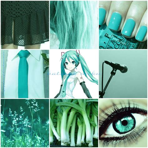 A Collage Of Photos With Blue Hair And Green Eyes