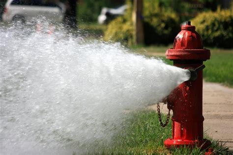 Open Fire Hydrant Gushing High Pressure Water Stock Photo Image Of