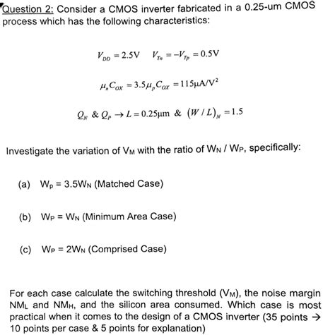 Solved Question 2 Consider A CMOS Inverter Fabricated In A Chegg