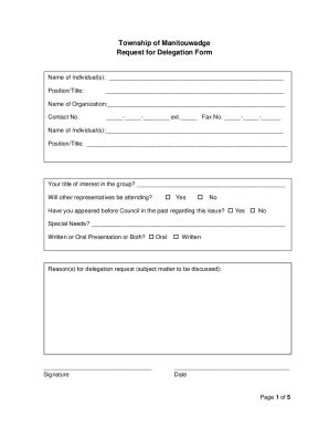 Fillable Online Request For Delegation Alnwick Haldimand Fax Email