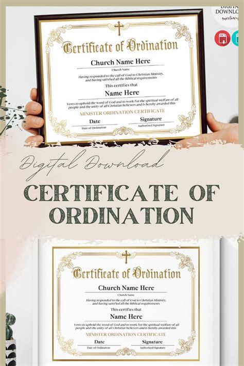 Certificate Of Ordination Minister Ministry Certificate Etsy Certificate Templates