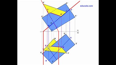 Hallar la intersección de dos figuras planas en el Sistema Diédrico