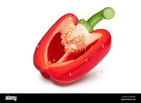 Red Sweet Bell Pepper Half Isolated On White Background Stock Photo Alamy