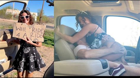 Hot Hitchhiker With No Panties Will Ride A Ride