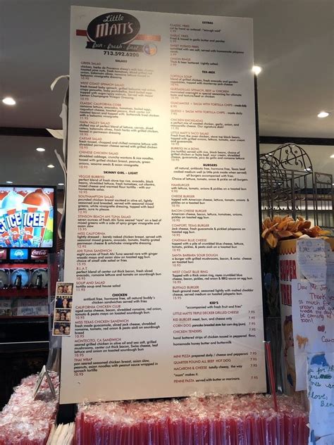 Little Matt's menu in Houston, Texas, USA