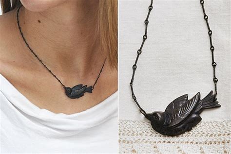 Blackbird Necklace Necklace Black Bird Jewelry