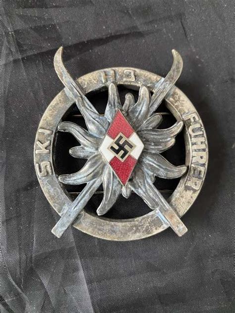 Ww2 German Hitler Youth Fuhrer Ski Badge In Corps And Services Badges