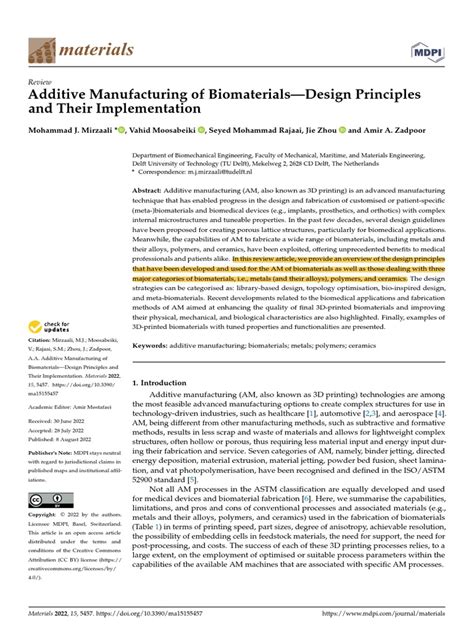 Additive Manufacturing Of Biomaterials Pdf