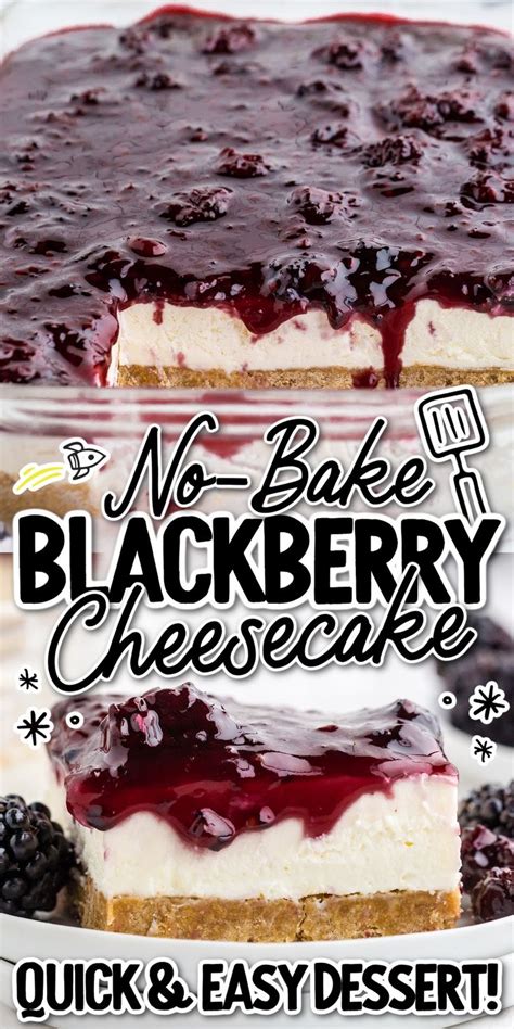 No Bake Blackberry Cheesecake Recipe With Text Overlay