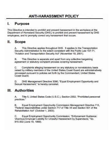 2023 Harassment Policy Template Fillable Printable Pdf And Forms