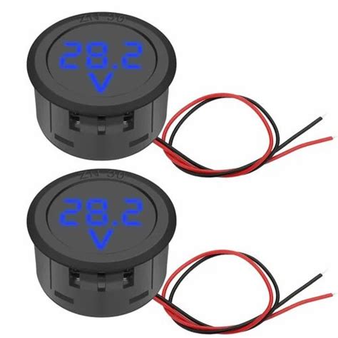 Roboway Circular Two Wire Voltmeter Dc V Round Led Display Blue At