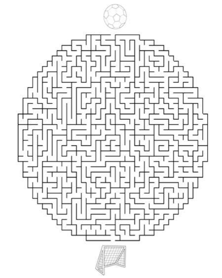 A Round Maze With A Soccer Ball In The Middle And An Empty Net Below It