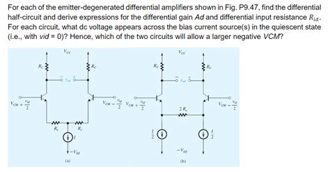 Solved For Each Of The Emitter Degenerated Differential Chegg