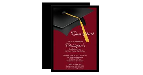 Black Burgundy Grad Cap Graduation Party Card | Zazzle