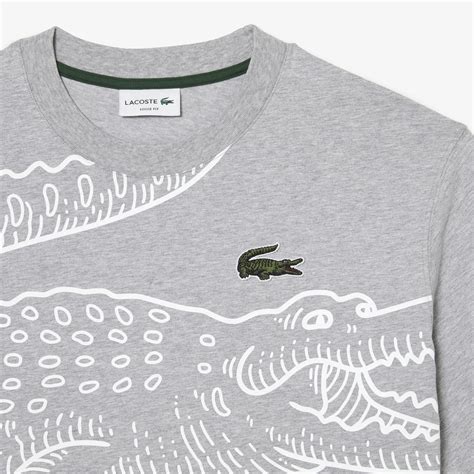 Lacoste Erkek Loose Fit Bisiklet Yaka Organik Pamuk Bask L Gri T Shirt