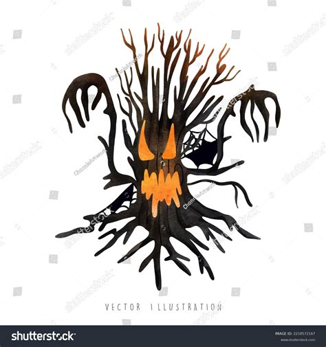 Spooky Tree Halloween Element Vector Illustration Stock Vector Royalty