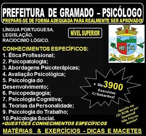 Apostila Prefeitura De Gramado Psic Logo Teoria Exerc Cios