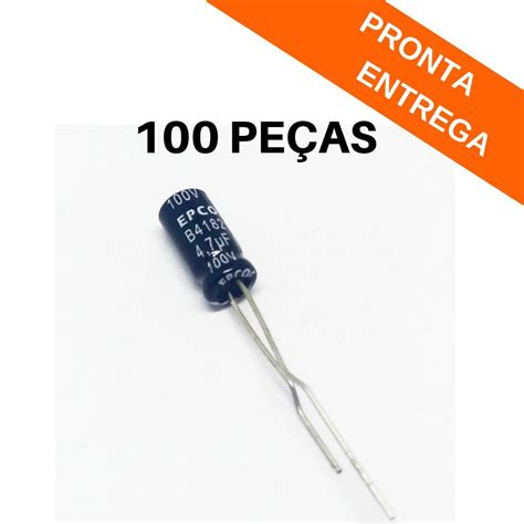 Kit 100 Peças Capacitor Eletrolítico 47uf 100v 85°c 5x11