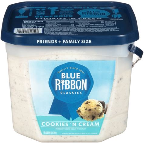 Blue Ribbon Classics Cookies And Cream Reduced Fat Ice Cream Pail 128