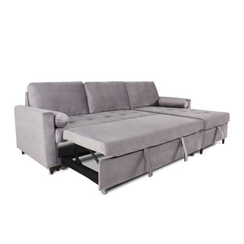 Canapé d angle convertible réversible Claudio en velours gris