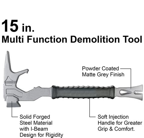 15in Multi Function Demolition Tool Wrecking Bar Crowbar And Tactical