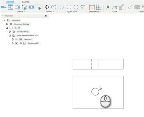 Furos roscados não aparecem no desenho quando construídos a partir de