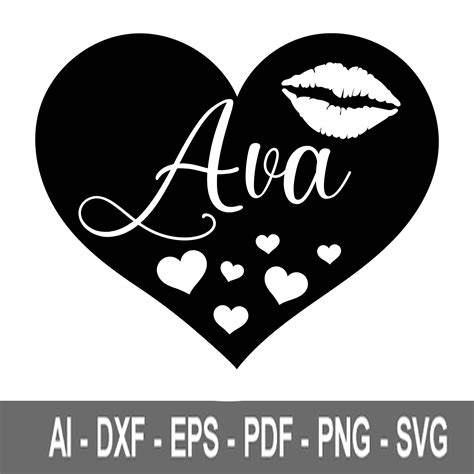 Heart Svg Ava Svg Ava Heart Svg Lips Heart Svg Ava Girl Etsy Canada