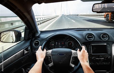 Driving car pov on a highway - Point of View, first person perspective ...