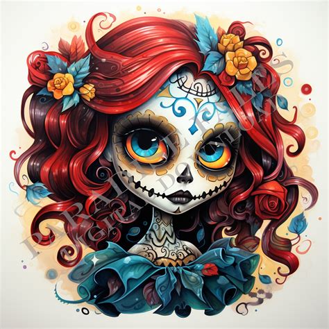 Red Hair Skeleton Dia De Los Muertos Halloween Scenic Print Etsy