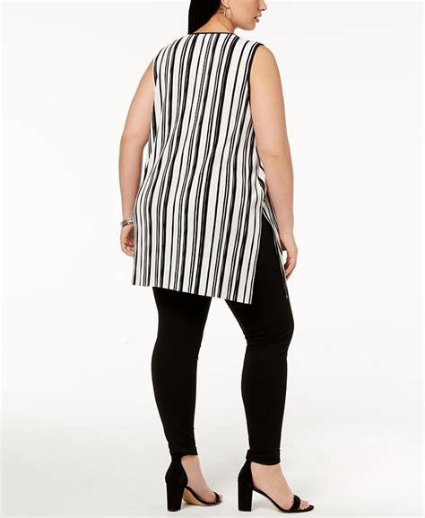 Alfani Plus Size Striped Split Hem Tunic Created For Macys Macys