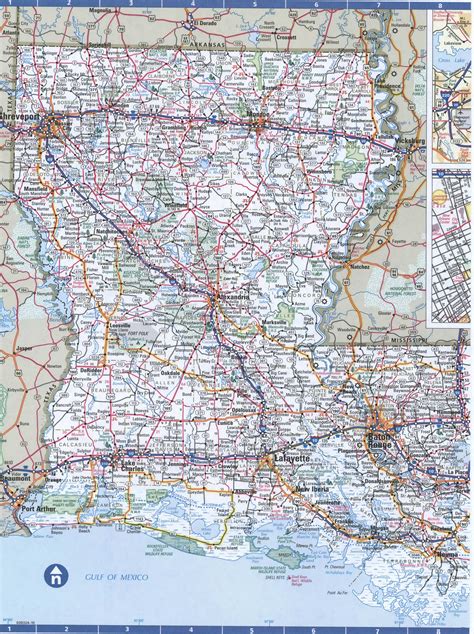 Map of Louisiana state,Free highway road map LA with cities towns counties