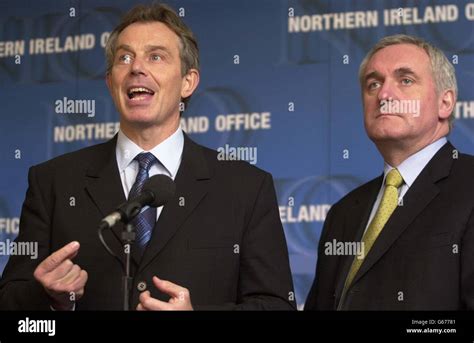 British Prime Minister Tony Blair L With Irish Prime Minister Bertie