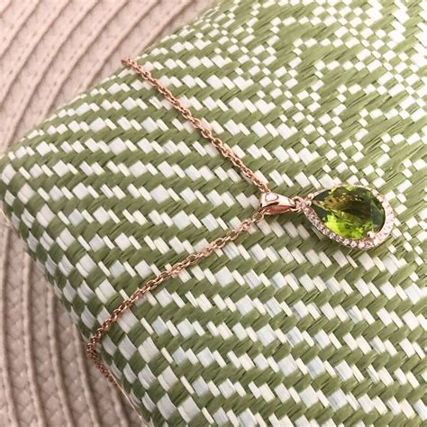 Peridot 18k Rose Gold Plated Pear Drop Necklace By H AZEEM London