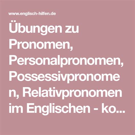 Bungen Zu Pronomen Personalpronomen Possessivpronomen