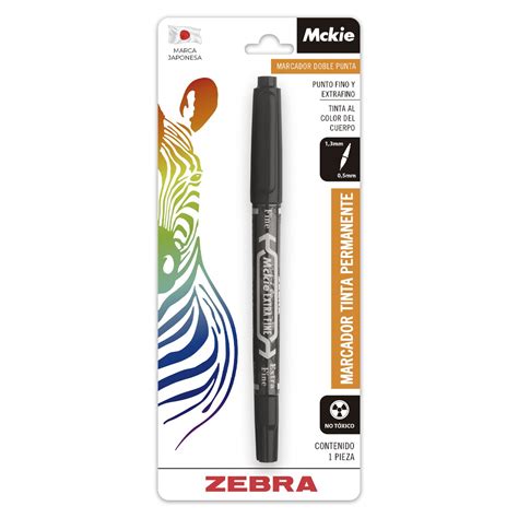 Marcador Doble Punta Zebra Mckie Negro Punto Fino Y Extrafino Delsol