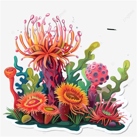 Cartoon Sea Anemone And Speech Bubble Sticker Sea Anemone Creature