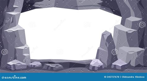 Cartoon Cave Vector Background Stone Mine Underground Tunnel Frame