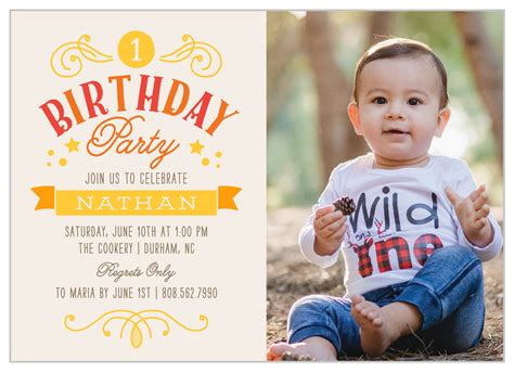 Birthday Swirls First Birthday Invitations by Basic Invite