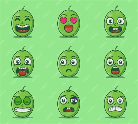 Premium Vector Cute And Kawaii Olives Fruit Emoticon Expression