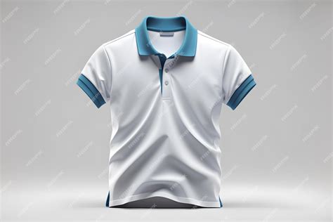 Blank Collared Shirt Mock Up Template Front View Isolated On White