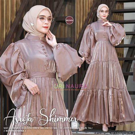 Jual Asrofa Shimmer Dress Gamis Muslim Bahan Shimer Silk Premium